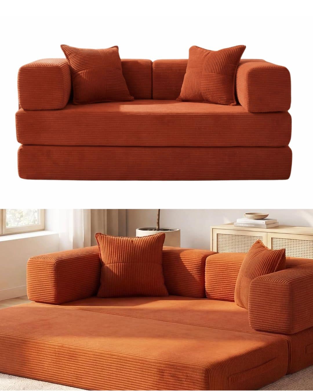 Chicago Sofabed cerrado como sofá y abierto como cama